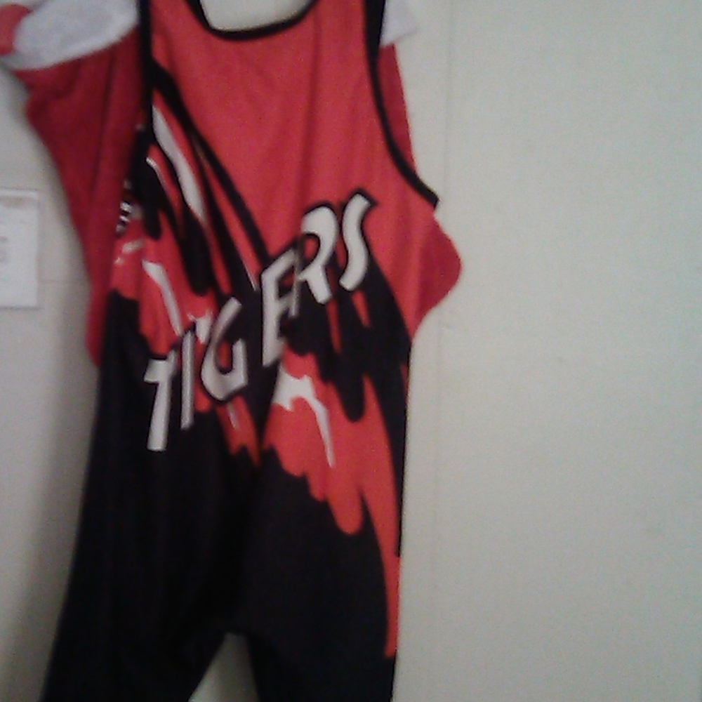 Orange and black singlet